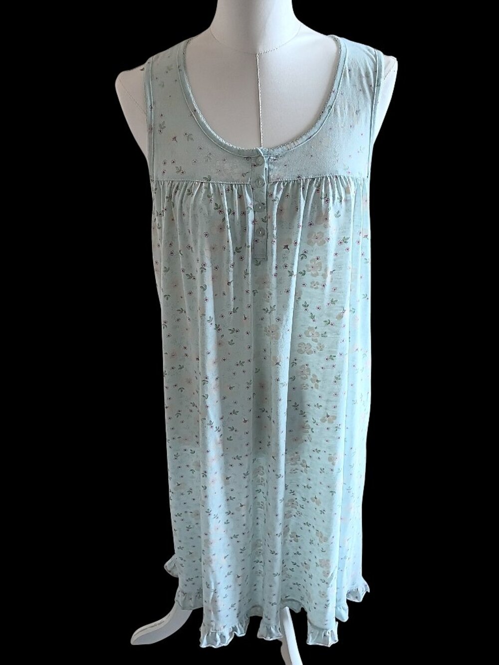 Vintage 90s Vanity Fair Floral Print Nightgown Dress Cottagecore Coquette